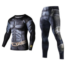 Load image into Gallery viewer, Men's Compression GYM training Clothes Suits workout Superman jogging Sportswear Fitness Dry Fit Tracksuit Tights 2pcs / sets